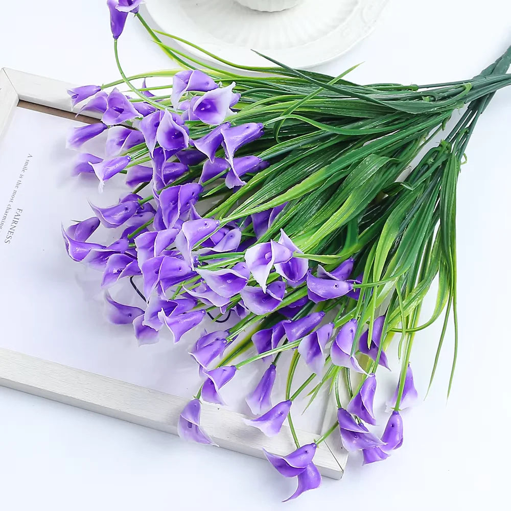 bouquet artificiel fleurs rouge blanc jaune violet moderne minimaliste décoration intérieure 33cm