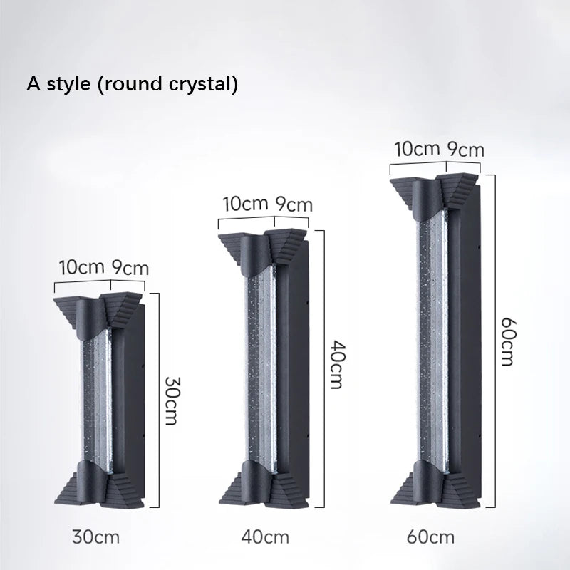 applique murale led moderne cristaux scintillants noir doré ip55 30cm 40cm 60cm