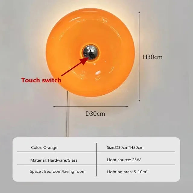 lampe table moderne orange brillante commande tactile trois couleurs lumière chambre decoration