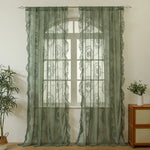 rideaux broderie florale transparent blanc vert rose orange classique polyester chambre salon