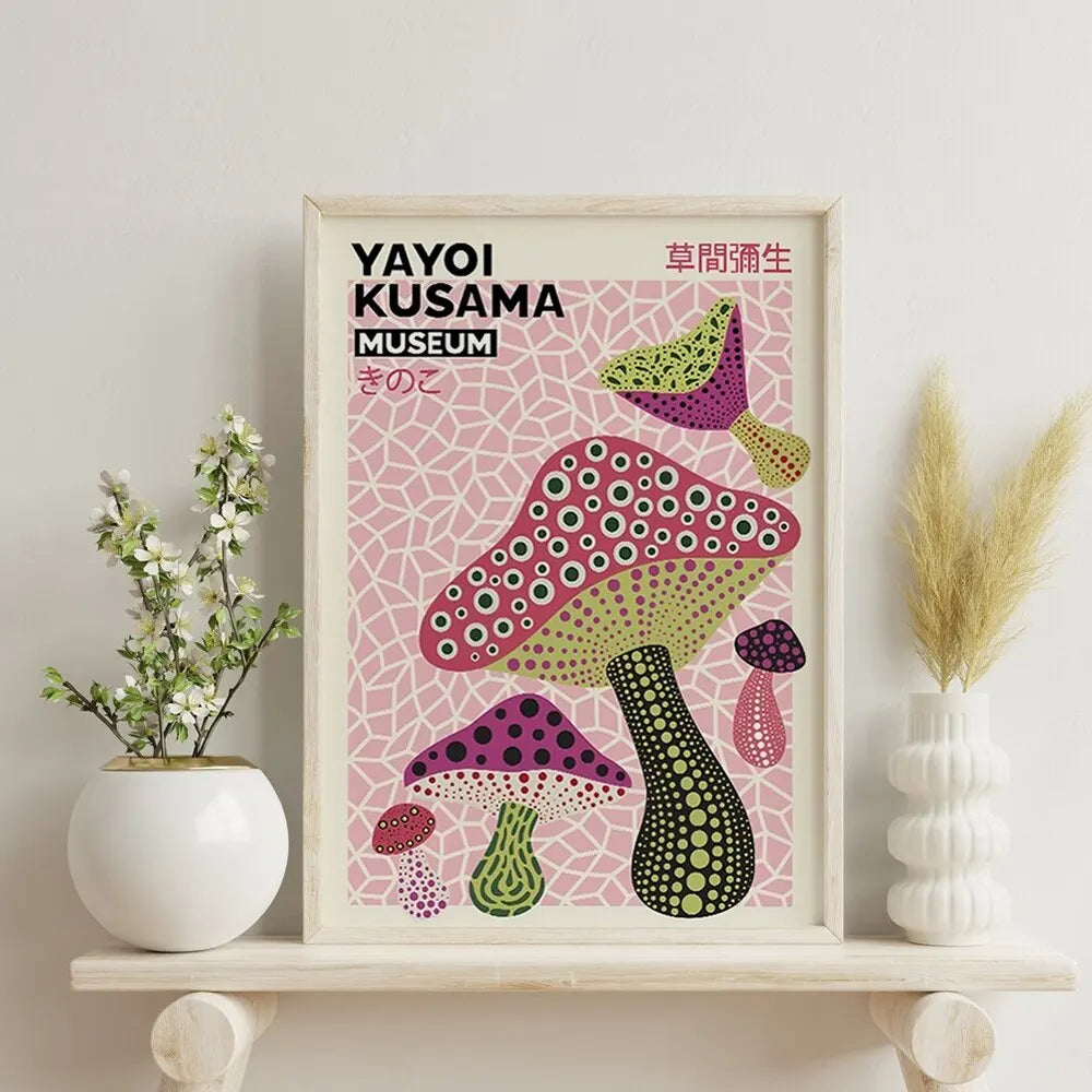affiche abstraite moderne pop art champignons stylisés motifs géométriques sans cadre décoration murale