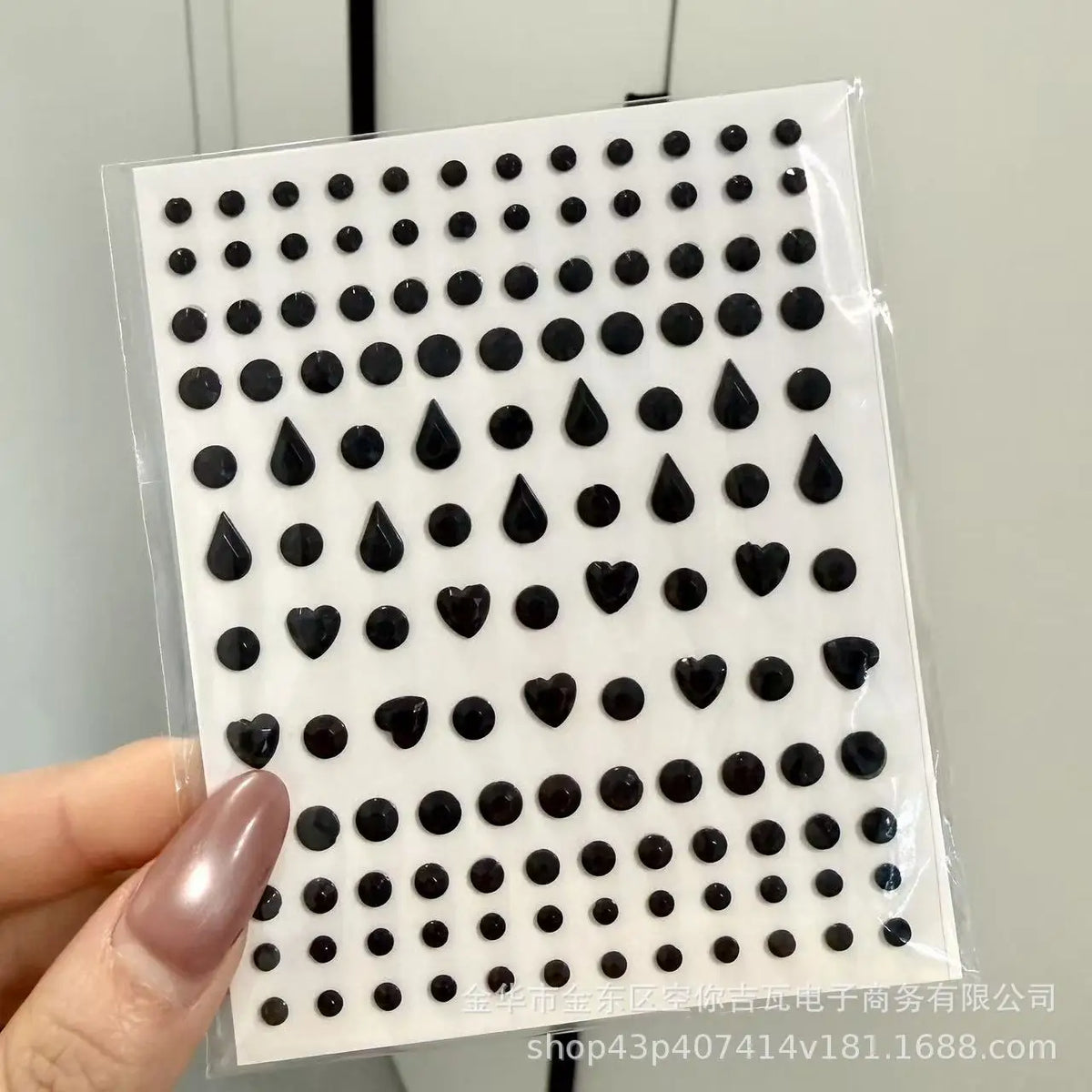 sticker 3d noir coeurs étoiles gouttes adhésif décoratif enfants ongles carnet visage
