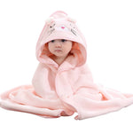 serviette bébé capuche animaux motifs doux microfibre brodés marron bleu gris rose verte