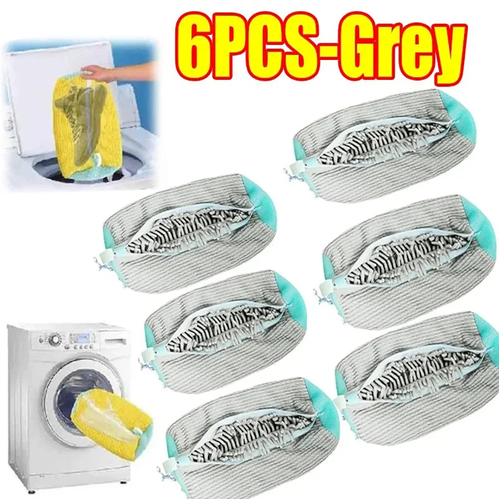 sac chaussures jaune bleu clair polyestère moderne réutilisable imperméable zip cordon chaussure nettoyage profond