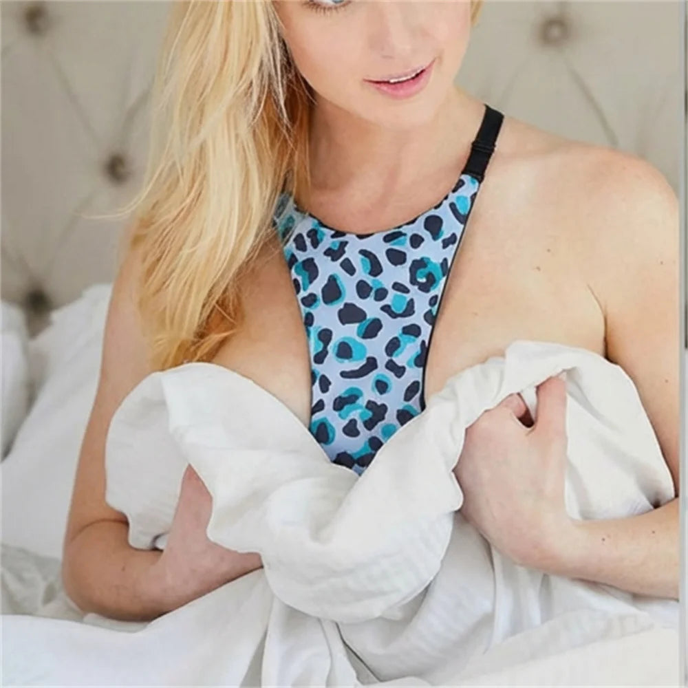 soutien gorge femme imprimé animalier bleu noir confortable ajustable