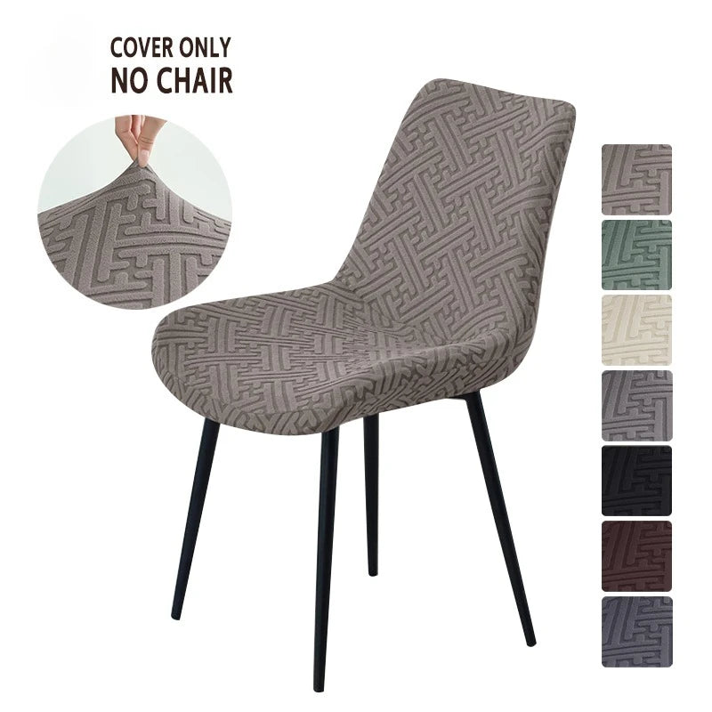 housse chaise extensible jacquard motif géométrique moderne fauteuil salle manger