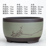 pots bonsaï porcelaine beige noir vert olive branches fleurs dessinées classique traditionnel