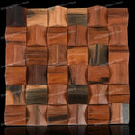 panneau décoratif bois cubes géométriques moderne marron clair foncé autocolant 3d
