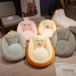 fauteuil enfant dessin animé bleu rose gris orange doux velours motifs animaux 35x45cm 40x55cm