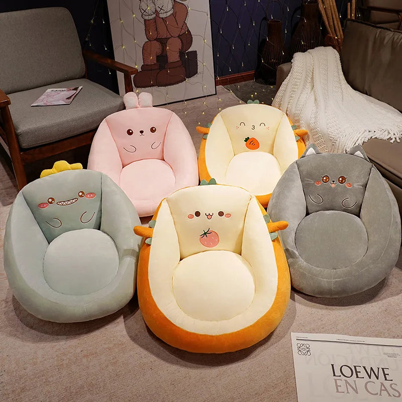 fauteuil enfant dessin animé bleu rose gris orange doux velours motifs animaux 35x45cm 40x55cm
