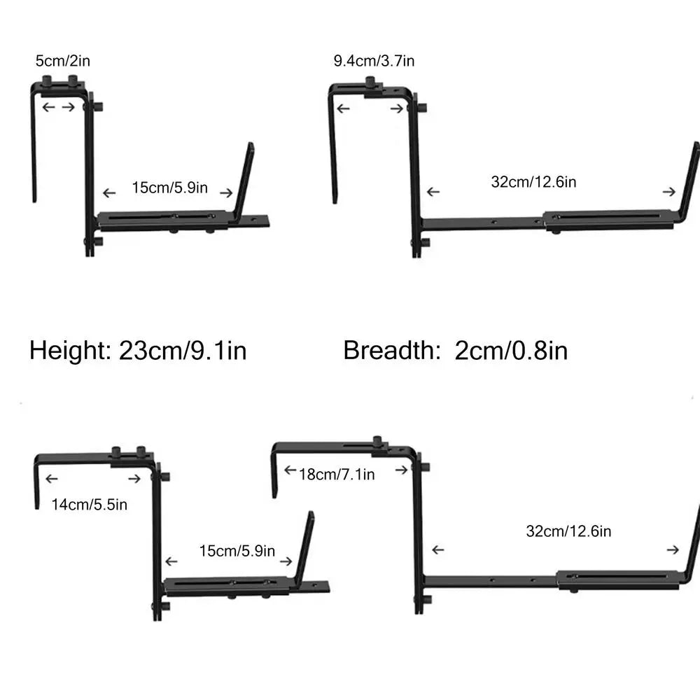 supports jardinière murale métal fixations balcon vis boulons jardinières plastique translucides diverses tailles déco