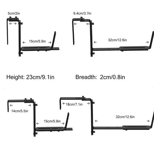 supports jardinière murale métal fixations balcon vis boulons jardinières plastique translucides diverses tailles déco