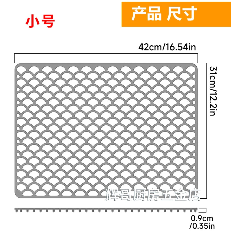 tapis cuisine silicone gris moderne perforé protection évier 72x39.5cmversiblelavabo