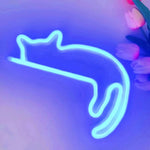 néon mural chat forme bleu rose moderne veilleuse lumineuse décoration intérieure cadeauOpaque