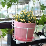 support pot fleurs rond fer noir blanc moderne clips balcon jardinage