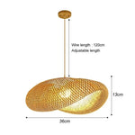 suspension lumineuse moderne bambou tissage beige doré fixe passe câble noir
