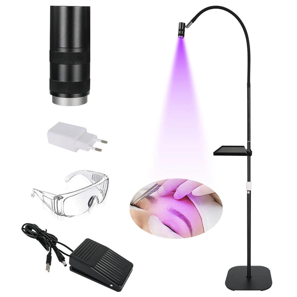 lampe uv extension cils fixation rapide lunettes protection pedalier commande blanche