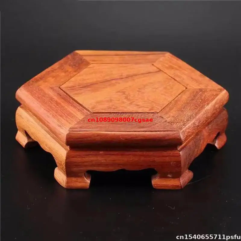 support bois sculpté plante décorative objet d'art traditionnel rouge brun
