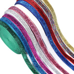 rubans pailletés polyester brillants or rouge bleu blanc violet argent opaques décoration artisanale