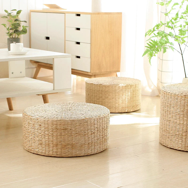 tabouret tressé paille mousse mémoire forme rond bébé moderne anti décubitus diamètre 40 50
