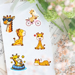 stickers girafes mignonnes dessin animé orange marron blanc bleu rose vert jaune adhésifs vinyle