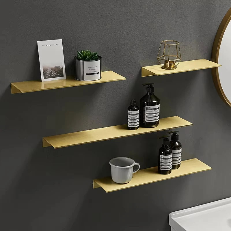 étagères murales modernes or noir blanc aluminium adhésives salle bain minimaliste 30 40 50cm