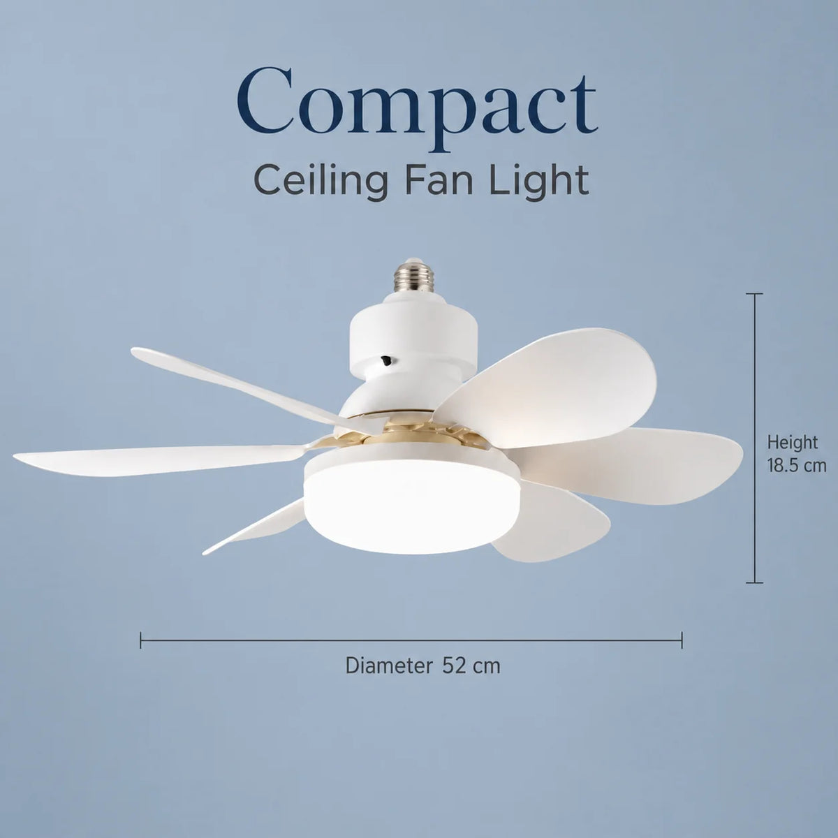 ventilateur lumière blanc moderne télécommande led 52cm 185cm 40w contemporain