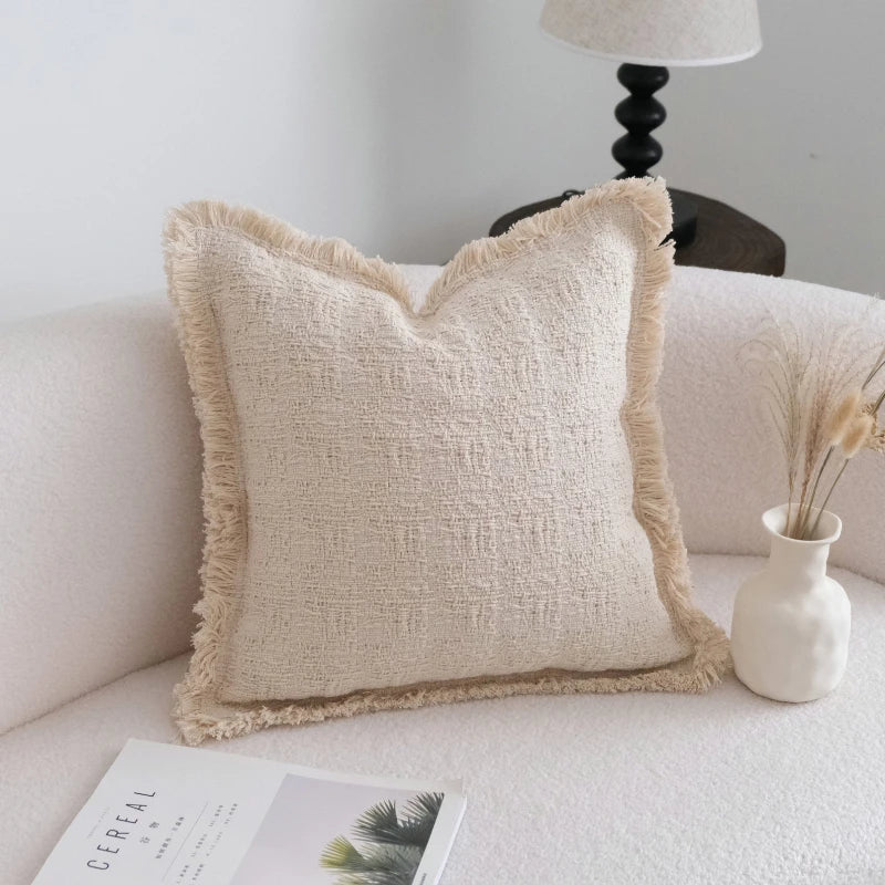 taies d'oreiller décoratives polyester non toxique moderne 30x50cm 45x45cm 50x50cm jacquard beigeclair tissage opacité
