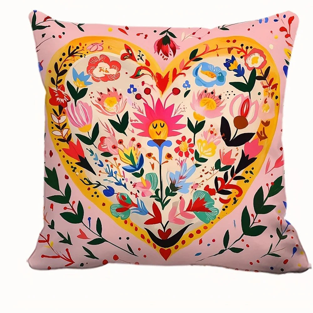 housse coussin imprimée double face motifs floraux animaux multicolores moderne polyester amovible lavable 35cm