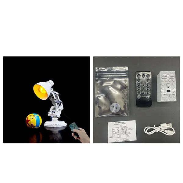 lampe led moderne kit bricolage blanc jaune base rotative sans blocs lego echangement fil