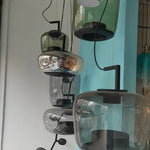 suspension lumineuse vert clair moderne transparente clips câble noir marron noir