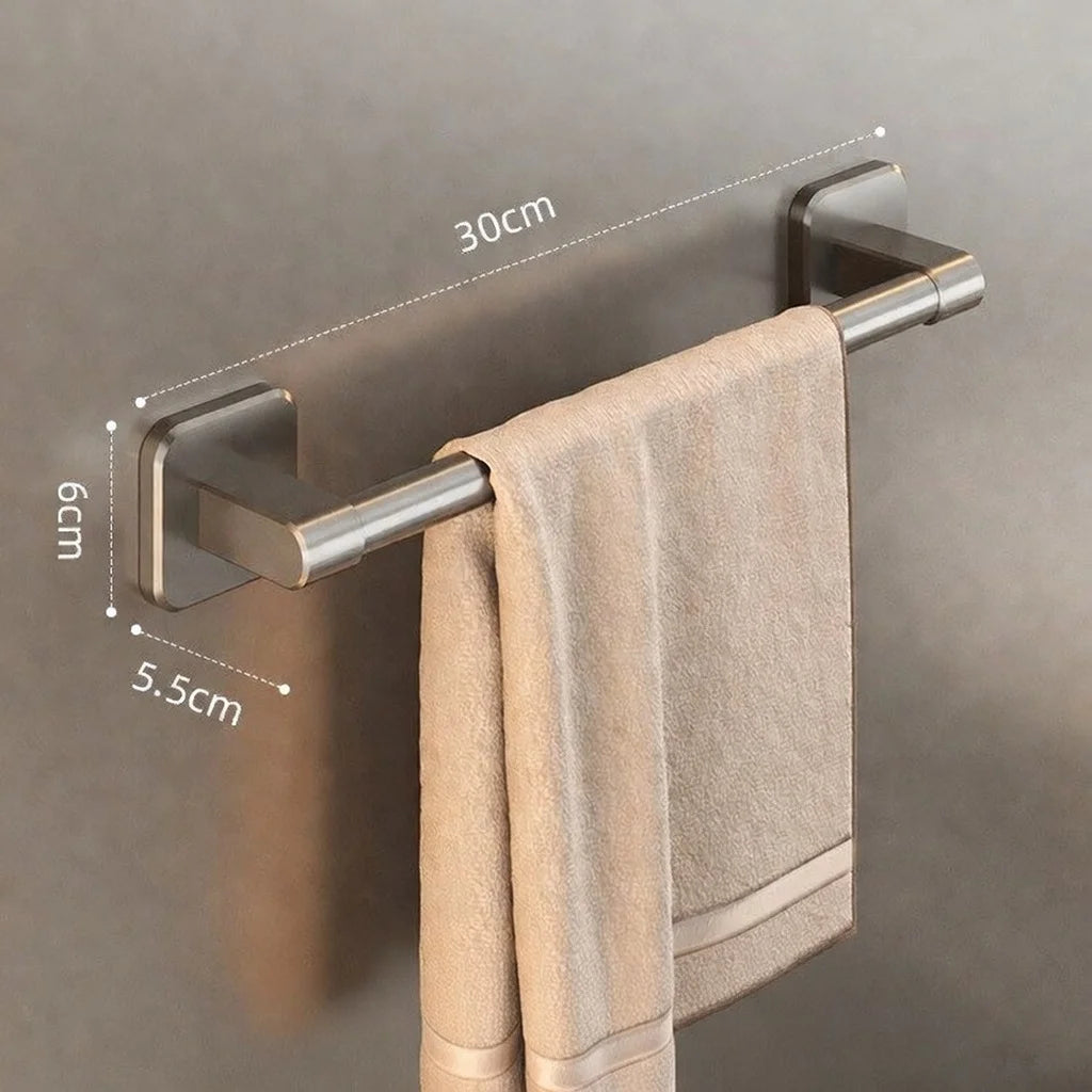 porte serviettes mural aluminium argenté lisse moderne adhésif salle bain simple robuste 30cm 40cm