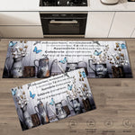 tapis cuisine antidérapant gris bleu noir moderne rustique ustensiles cuisine papillons