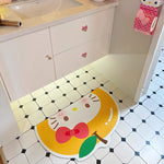 tapis sol antidérapant polyester salle bain dessin animé hello kitty arc rouge détails roses