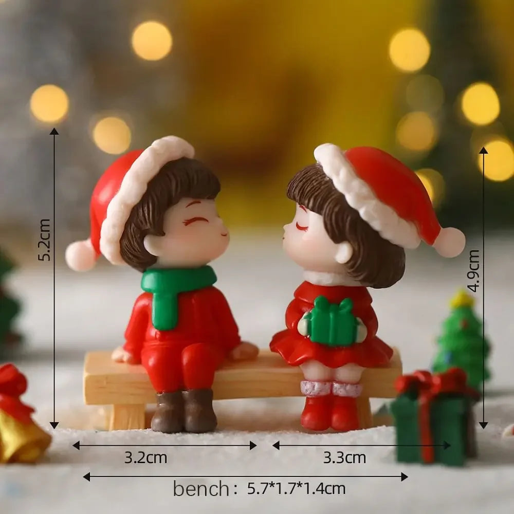 figurines couple cartoon blanc bleu décoration intérieure extérieure amoureux stylisées ornement maison jardin