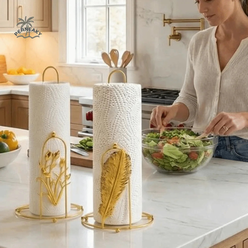 porte serviettes papier moderne élégant motifs floraux blanc doré réutilisable sans bpa