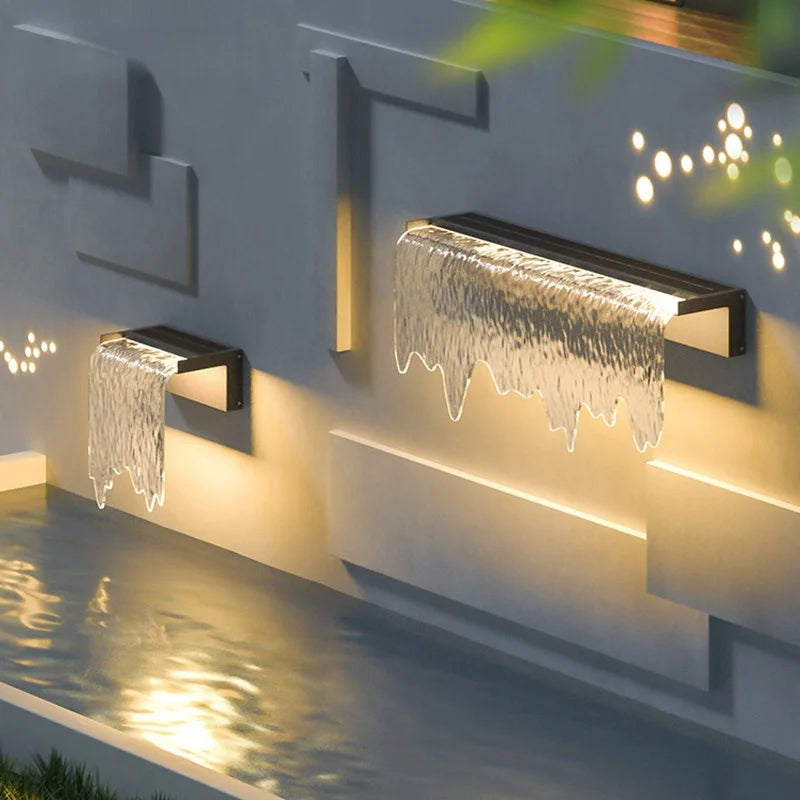 applique murale led moderne gouttes d'eau texture transparente noir fixée mur contemporain éclairage quotidien
