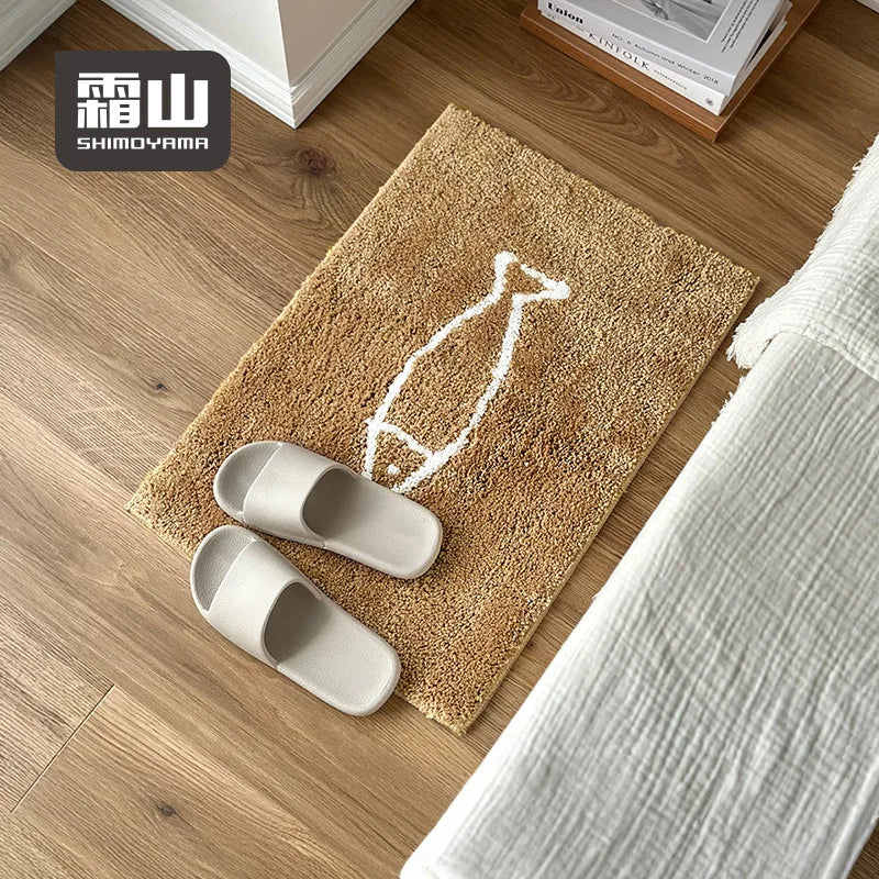tapis sol polyester flocage poisson blanc moderne lavable maison durable