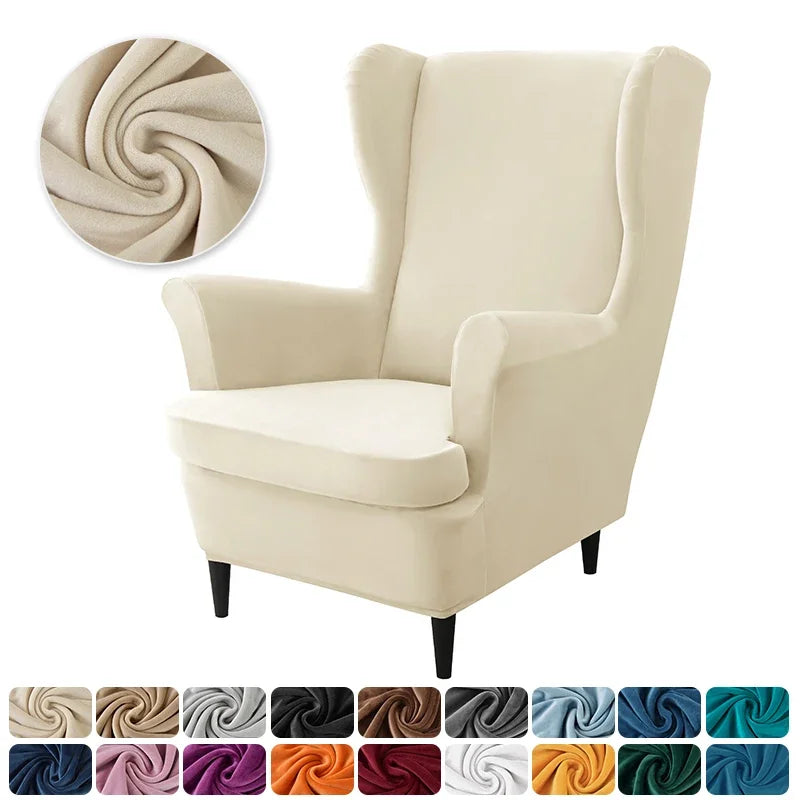 housse fauteuil oreilles velours extensible repose pied salon salon chambre