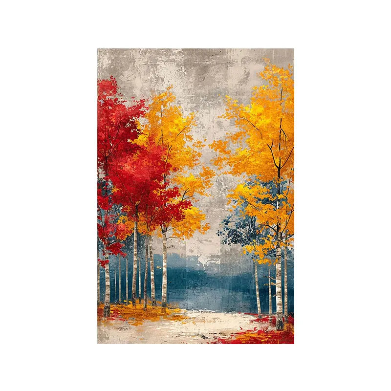 toile peinte abstraite arbres feuilles colorées moderne salon chambre impression haute qualité digital