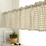 rideau rustique beige carreaux petite taille opacité cuisine fenetre polyester