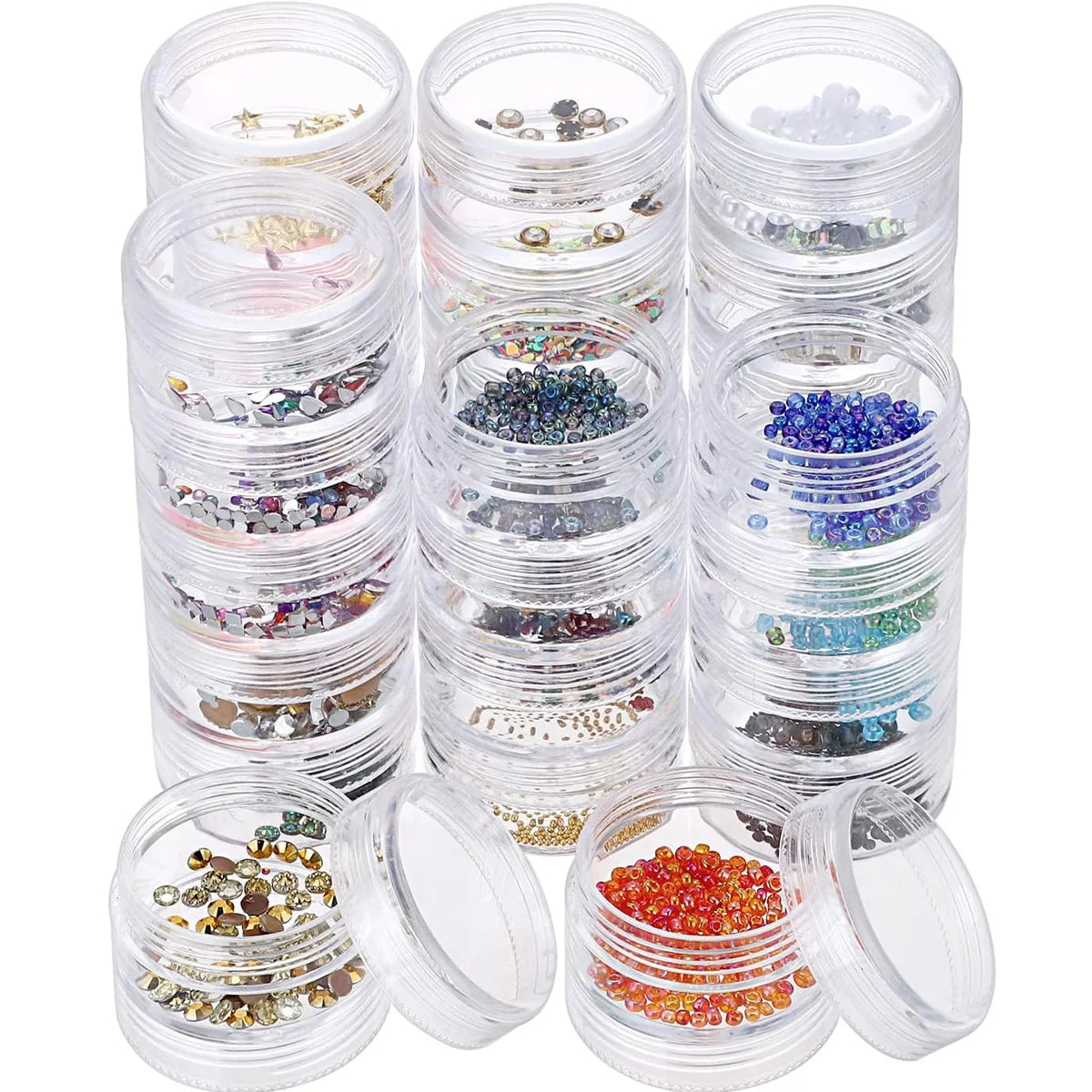 boîtes rangement bijoux transparentes bandes horizontales modernes pratiques empilables économiser espace stockage accessoires art