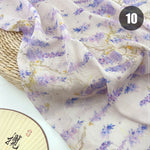 tissu imprimé chinois personnages traditionnels bambous fleurs beige vert bleu rose