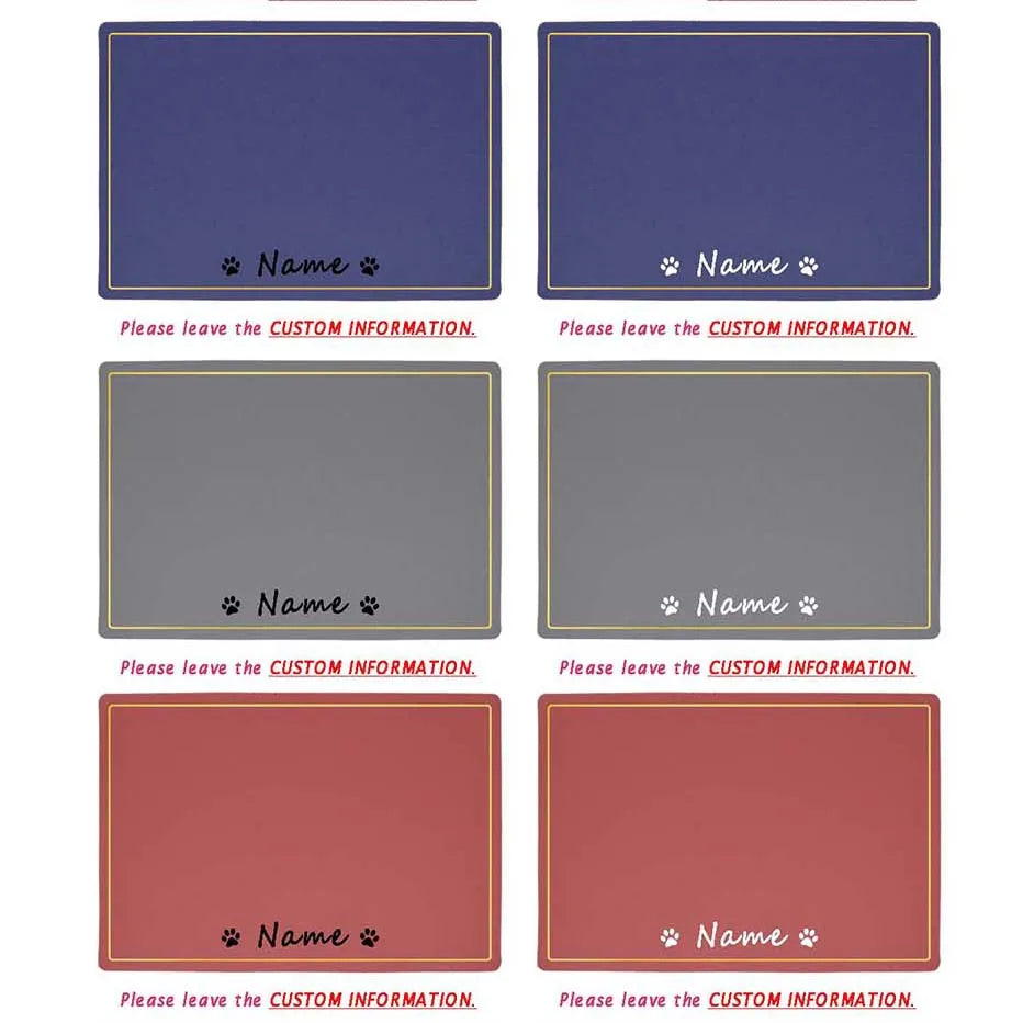 tapis imperméable antidérapant chien motif patte nom personnalisable vert beige marron moderne lavable