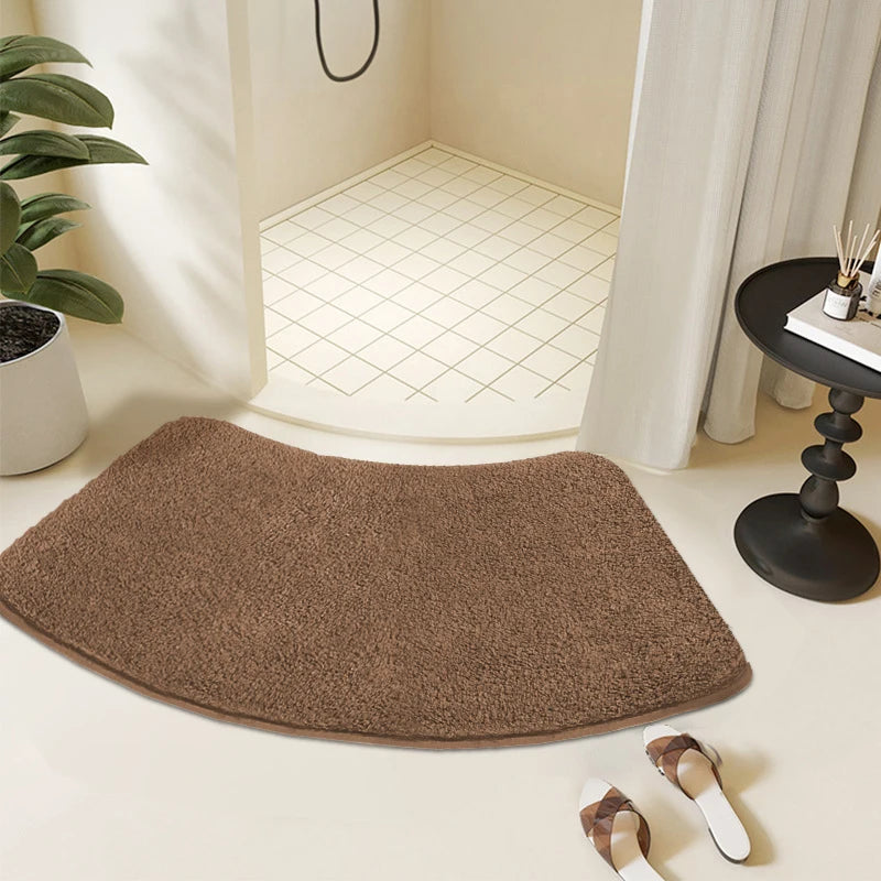 tapis bain moderne marron bleu marine gris texture épaisse motifs floraux antidérapant