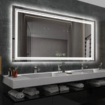 miroir salle bain rectangulaire lumineux led antibuée mural moderne grand sans cadre blanc