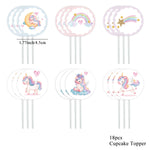 décoration fête licorne stickers autocollants toppers cupcakes bannières étiquettes colorées enfants illustrations