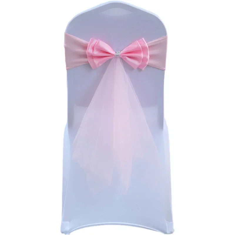 décoration chaise mariage sash papillon tulle organza couleur variée événementiel festive reception simple