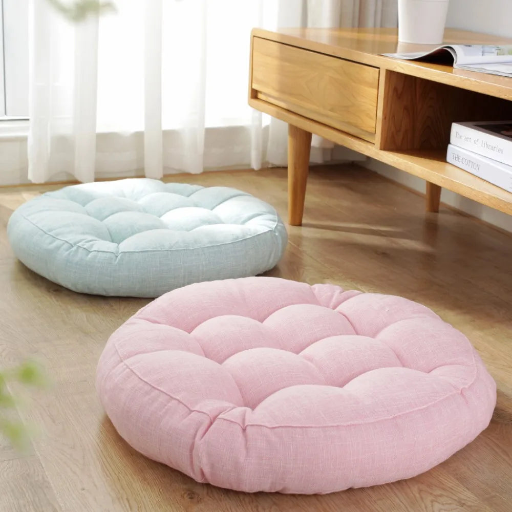 coussin rond sol épais méditation yoga confortable doux grande taille rose clair