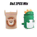 paniers rangement animaux tigre crocodile éléphant jouets gris vert beige couvercle poignées amovibles enfants